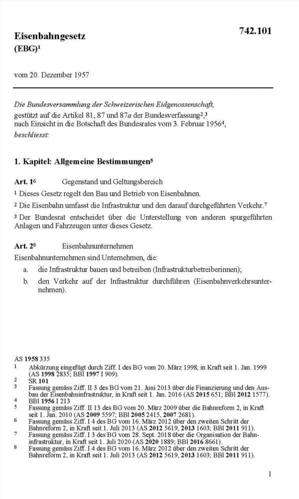 BG Eisenbahngesetz, EBG