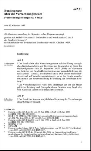BG über die Verrechnungssteuer, VStG