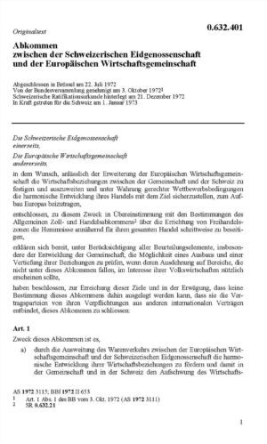Freihandelsabkommen 192 - Abk. zwischen der Schweiz und der EWG