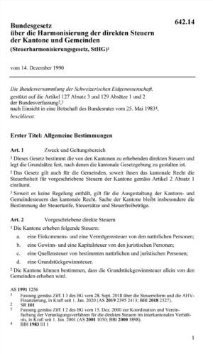 BG Harmonisierung direkte Steuern, StHG