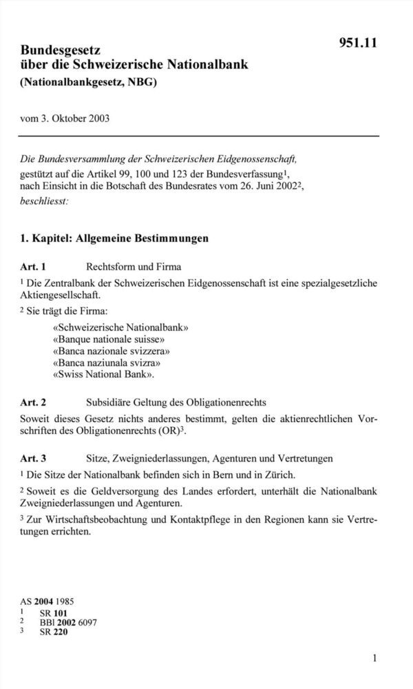 Nationalbankgesetz, NBG