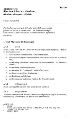 BG Schutz der Gewässer, GSchG