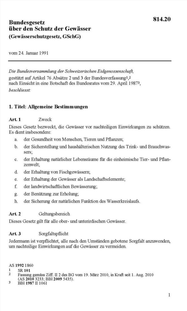 BG Schutz der Gewässer, GSchG