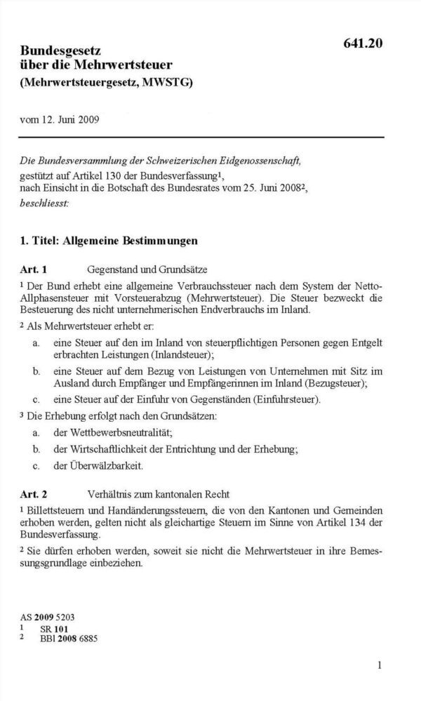 BG Mehrwertsteuer MWSTG