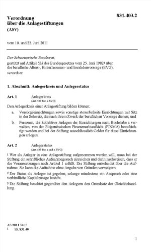 V Anlagestiftungen ASV