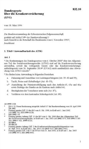 BG über die Krankenversicherung, KVG