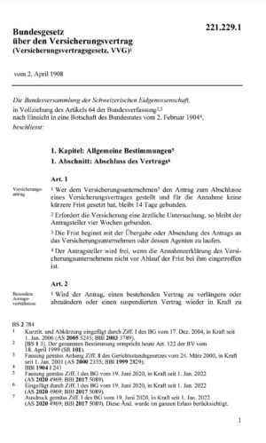BG Versicherungsvertrag, VVG