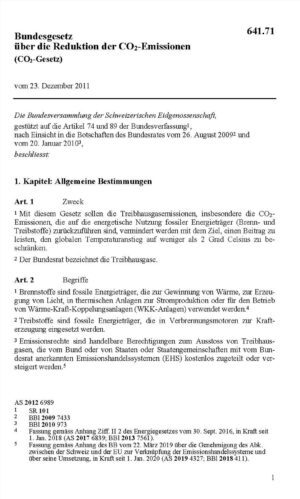 BG Reduktion CO2-Emissionen CO2-Gesetz