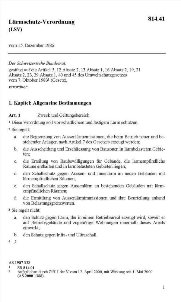 Lärmschutz-Verordnung, LSV