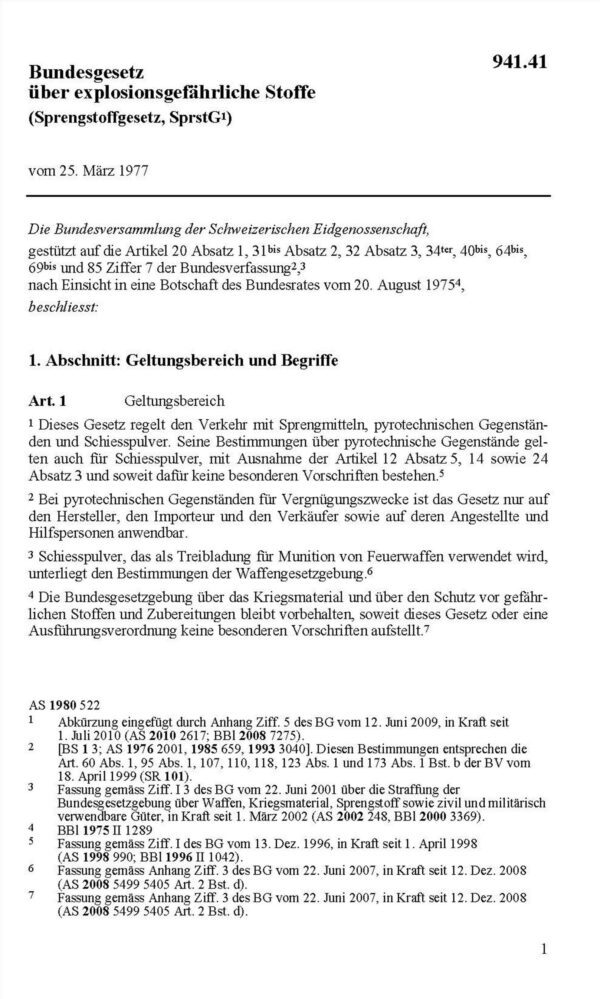 BG explosionsge.Stoffe Sprengstoffgesetz, SprstG