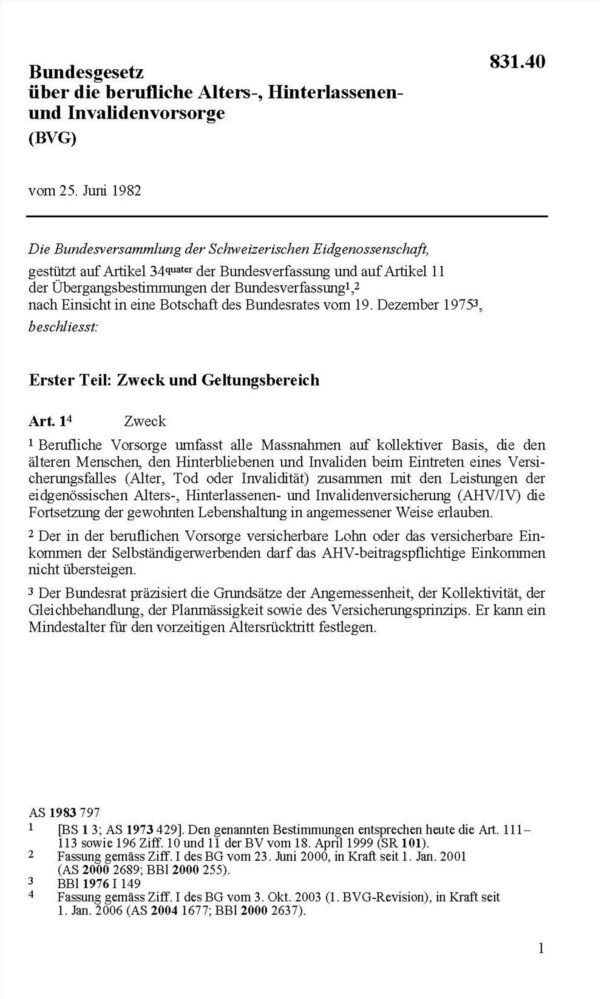 BG berufliche Vorsorge, BVG