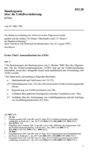 BG Unfallversicherung, UVG