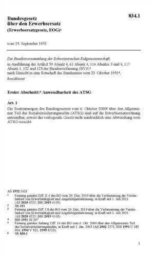 BG Erwerbsersatzordnung für Armee, EOG