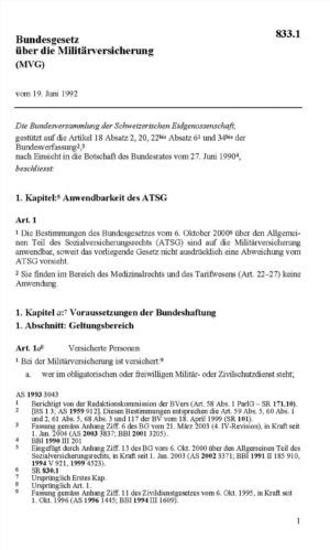 BG über die Militärversicherung, MVG