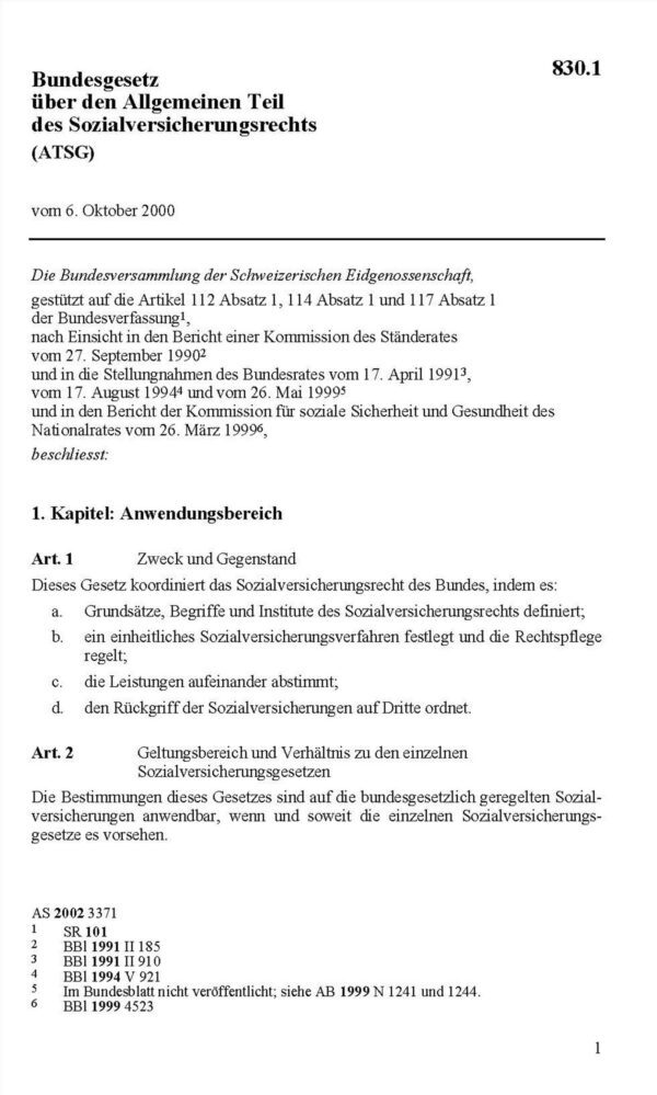 Allgem. Teil Sozialvers.rechts ATSG