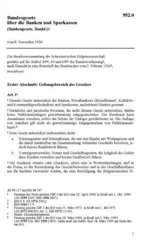 BG über Banken und Sparkassen, BankG