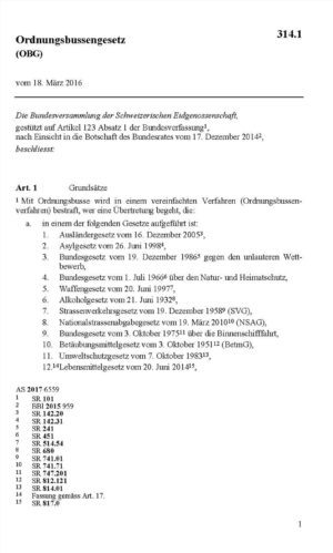 BG Ordnungsbussengesetz, OBG