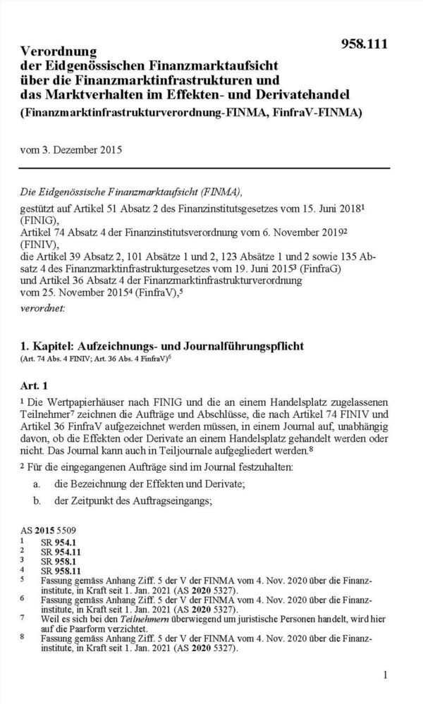 Finanzmarktinfrastrukturverordnung-FINMA, FinfraV-FINMA
