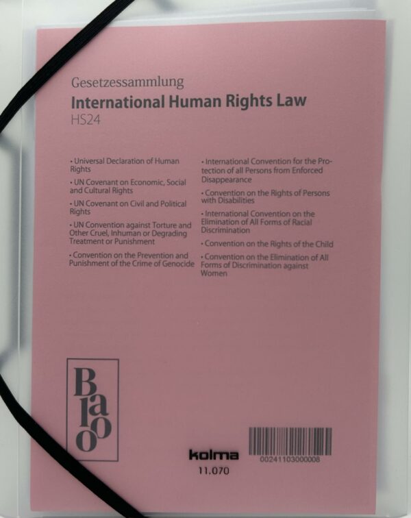 Gesetzessammlung International Human Rights Law HS24