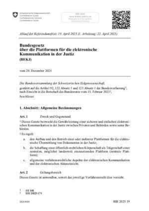 BG über die Plattformen für die elektronische Kommunikation in der Justiz, BEKJ